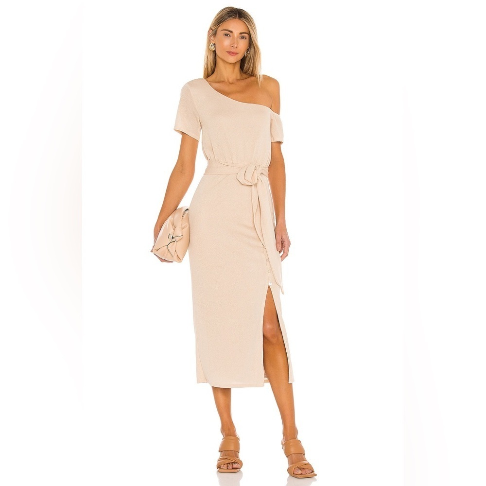 LOVERS + FRIENDS Edab Midi Dress Natural Cream Buttons